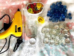 Materials needed for making the flat bead tea light holder