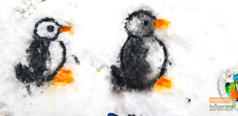 Painting of Penguins in the snow by Bhavin Dhammi, 5 years old from Nussbaumen